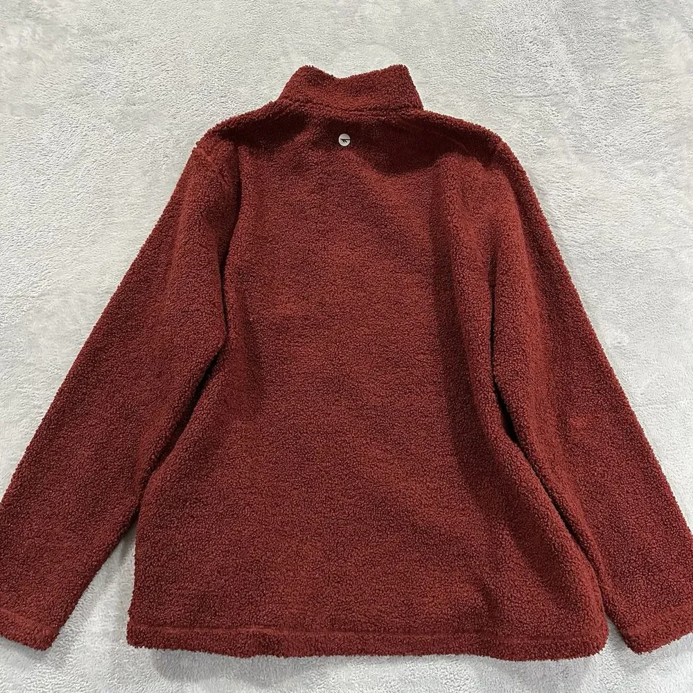 Hi-Tech 1/4 Zip Long Sleeve Sherpa Teddy Sweater Men Large Red Active Thermo